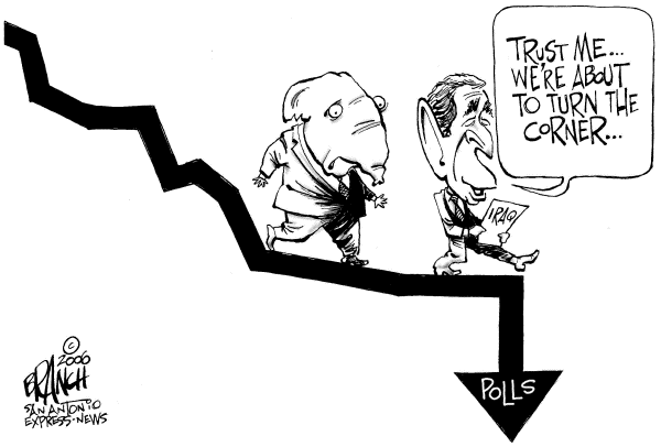 Editorial Cartoon by John Branch, San Antonio Express-News on Bush Appeals for Support