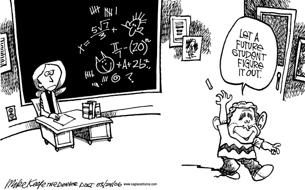 Editorial Cartoon by Mike Keefe, Denver Post on Bush Appeals for Support