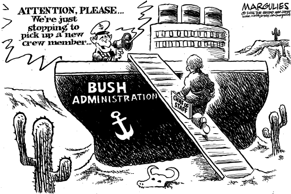 Editorial Cartoon by Jimmy Margulies, The Record, New Jersey on New Chief of Staff Named