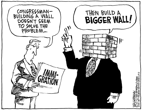 Editorial Cartoon by Dan Wasserman, Boston Globe on New Immigration Policy Imminent