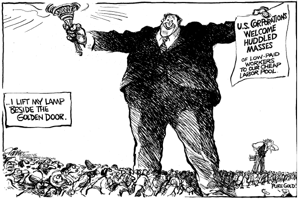 Editorial Cartoon by Pat Oliphant, Universal Press Syndicate on New Immigration Policy Imminent