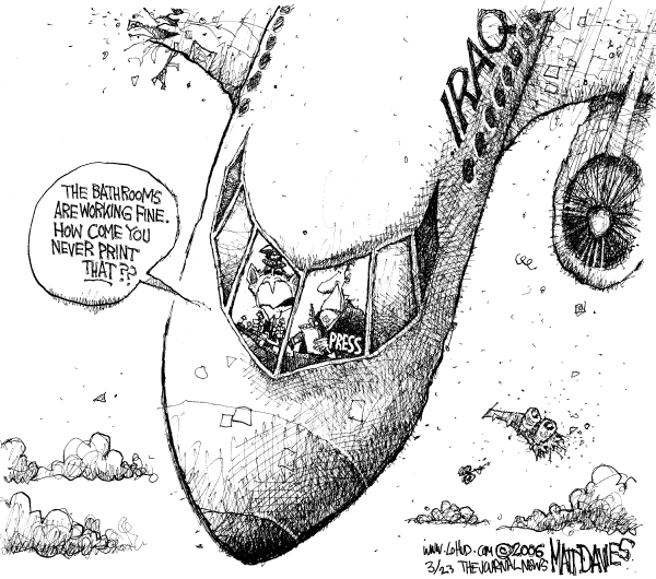 Editorial Cartoon by Matt Davies, Journal News on White House Reports Good News in Iraq