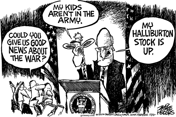 Editorial Cartoon by Mike Peters, Dayton Daily News on White House Reports Good News in Iraq