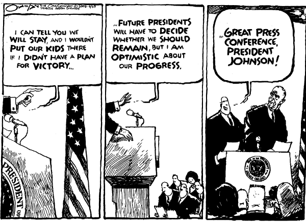 Editorial Cartoon by Jack Ohman, The Oregonian on White House Reports Good News in Iraq