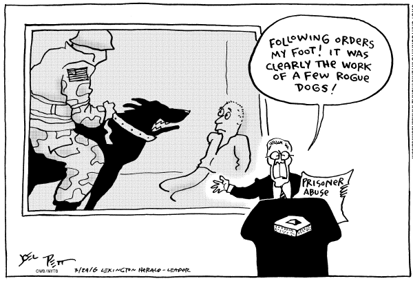 Editorial Cartoon by Joel Pett, Lexington Herald-Leader, CWS/CartoonArts Intl. on White House Reports Good News in Iraq