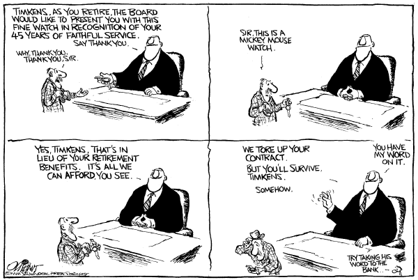 Editorial Cartoon by Pat Oliphant, Universal Press Syndicate on US Economy Holds Steady