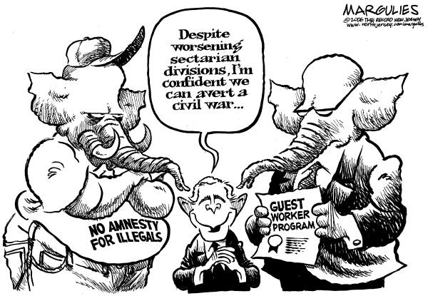 Editorial Cartoon by Jimmy Margulies, The Record, New Jersey on Congress Debates Immigration Reform