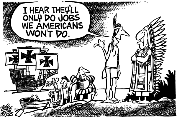 Editorial Cartoon by Mike Peters, Dayton Daily News on Congress Debates Immigration Reform