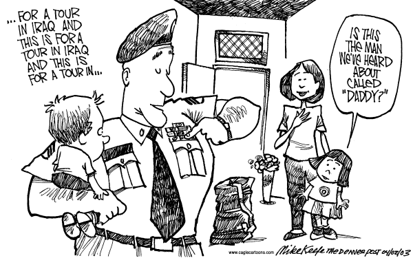 Editorial Cartoon by Mike Keefe, Denver Post on Rice Calls for Change in Iraq