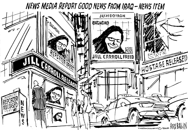 Editorial Cartoon by Rex Babin, Sacramento Bee on Rice Calls for Change in Iraq