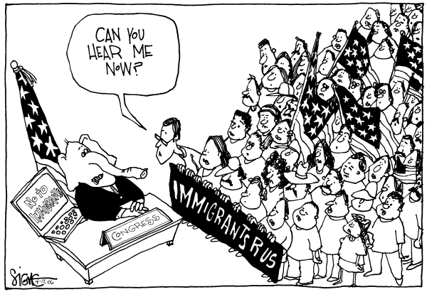 Editorial Cartoon by Signe Wilkinson, Philadelphia Daily News on Congress Moves on Immigration Bill