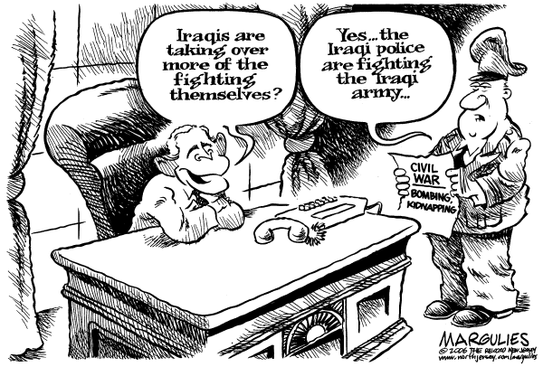 Editorial Cartoon by Jimmy Margulies, The Record, New Jersey on White House Looks Beyond Iraq