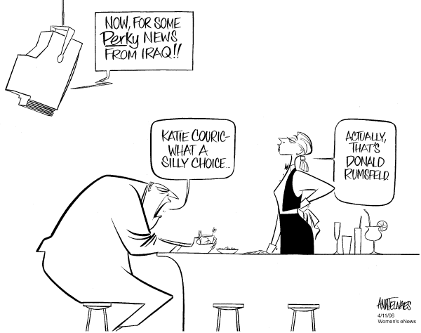 Editorial Cartoon by Ann Telnaes, CWS/CartoonArts Intl. on More Progress in Iraq