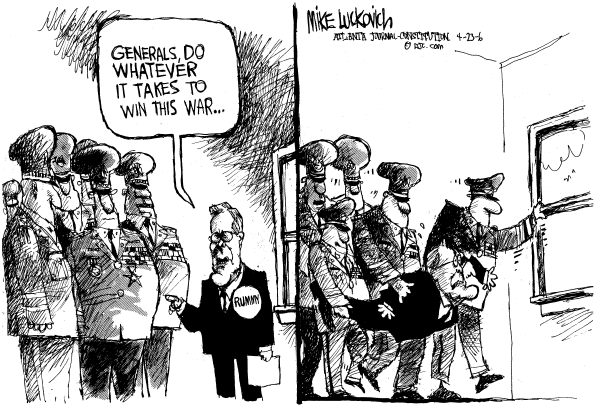 Editorial Cartoon by Mike Luckovich, Atlanta Journal-Constitution on Major Breakthrough in Iraq