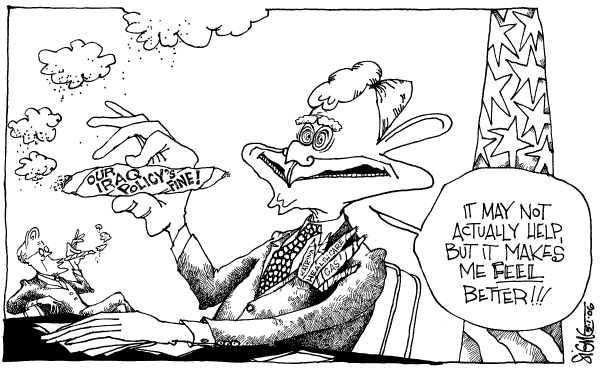 Editorial Cartoon by Signe Wilkinson, Philadelphia Daily News on President Pitches His Plans