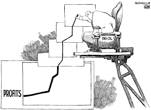 Editorial Cartoon by Don Wright, Palm Beach Post on Record Profits for Exxon