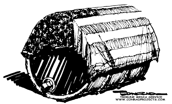 Editorial Cartoon by Paul Conrad, Tribune Media Services on Record Profits for Exxon