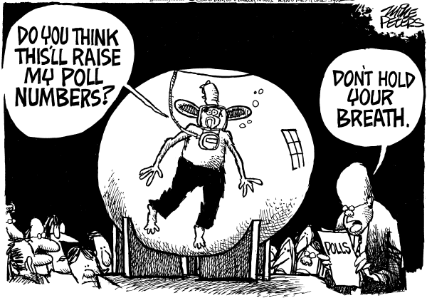 Editorial Cartoon by Mike Peters, Dayton Daily News on President Refuses to Back Down