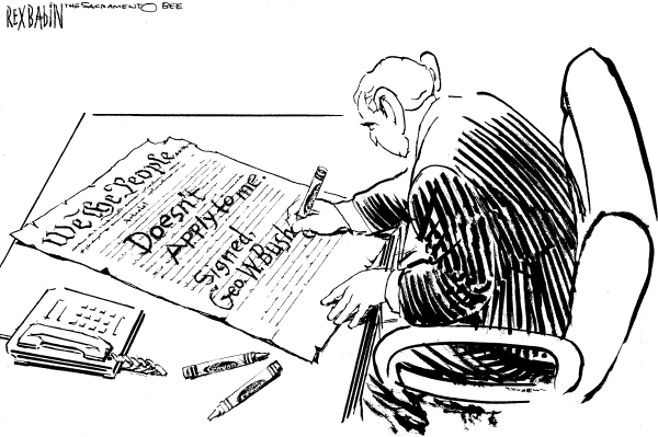 Editorial Cartoon by Rex Babin, Sacramento Bee on President Refuses to Back Down