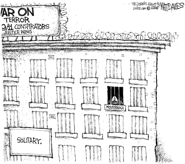 Editorial Cartoon by Matt Davies, Journal News on Moussaoui Sentenced to Life