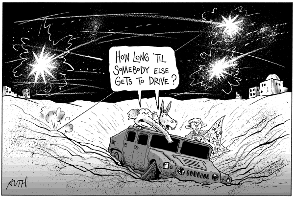 Editorial Cartoon by Tony Auth, Philadelphia Inquirer on War Costs Mount