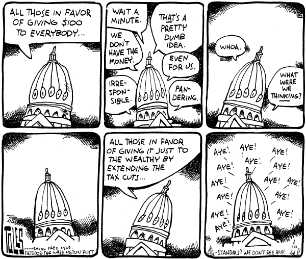Editorial Cartoon by Tom Toles, Washington Post on Free Market Flourishing