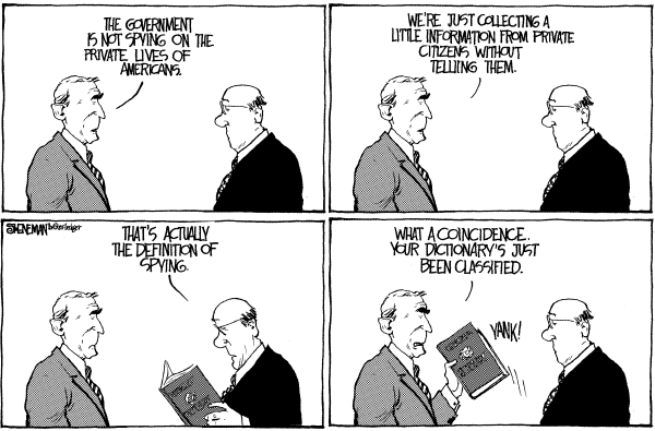 Editorial Cartoon by Drew Sheneman, Newark Star Ledger on Phone Records Seized