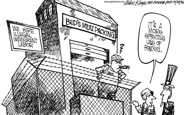 Editorial Cartoon by Mike Keefe, Denver Post on Immigration Policy Nearly Finished