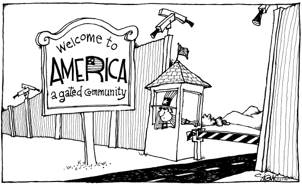 Editorial Cartoon by Signe Wilkinson, Philadelphia Daily News on Immigration Policy Nearly Finished