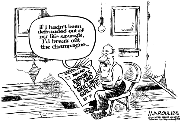 Editorial Cartoon by Jimmy Margulies, The Record, New Jersey on Lay and Skilling Convicted