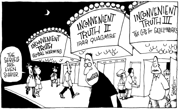 Editorial Cartoon by Signe Wilkinson, Philadelphia Daily News on Gore’s Movie Breaks Records