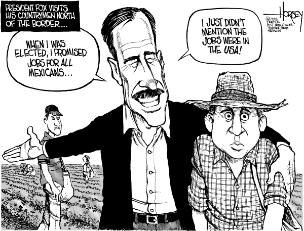 Editorial Cartoon by David Horsey, Seattle Post-Intelligencer on Fox Weighs In on Immigration