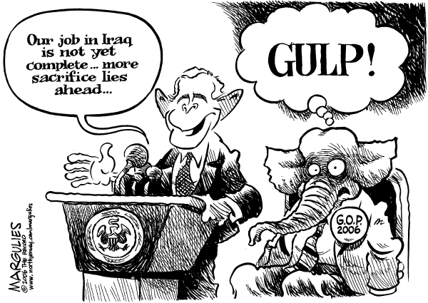 Editorial Cartoon by Jimmy Margulies, The Record, New Jersey on Violence Escalates in Iraq