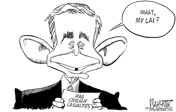 Editorial Cartoon by Doug Marlette, Tallahasee Democrat on Marines Massacre Iraqi Civilians