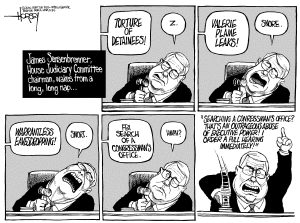 Editorial Cartoon by David Horsey, Seattle Post-Intelligencer on Another Day of No Attacks in US