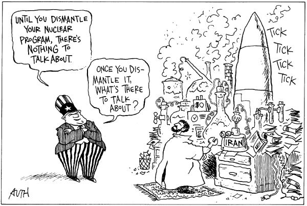 Editorial Cartoon by Tony Auth, Philadelphia Inquirer on US Makes Extraordinary Offer to Iran