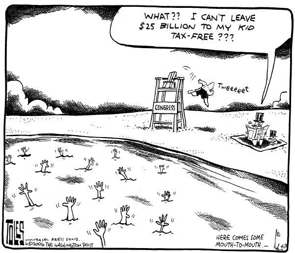 Editorial Cartoon by Tom Toles, Washington Post on GOP Cuts Taxes Again