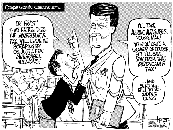 Editorial Cartoon by David Horsey, Seattle Post-Intelligencer on GOP Pushes Further Tax Cuts
