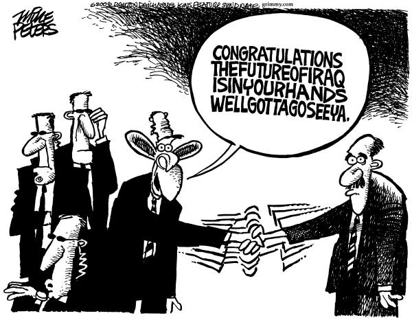 Editorial Cartoon by Mike Peters, Dayton Daily News on Bush Makes Surprise Visit to Iraq