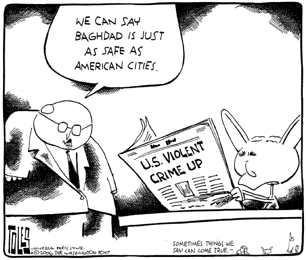 Editorial Cartoon by Tom Toles, Washington Post on Bush Makes Surprise Visit to Iraq
