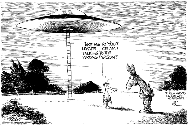 Editorial Cartoon by Pat Oliphant, Universal Press Syndicate on Democrats Gaining Momentum