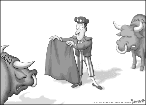 Editorial Cartoon by Clay Bennett, Christian Science Monitor on Advances in Iraq Encourage GOP