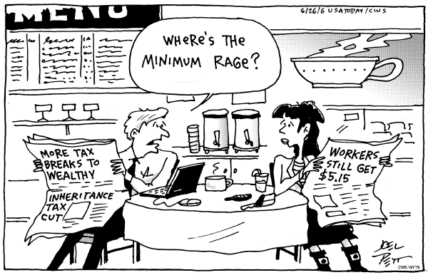 Editorial Cartoon by Joel Pett, Lexington Herald-Leader, CWS/CartoonArts Intl. on Economic Developments Inspire Americans