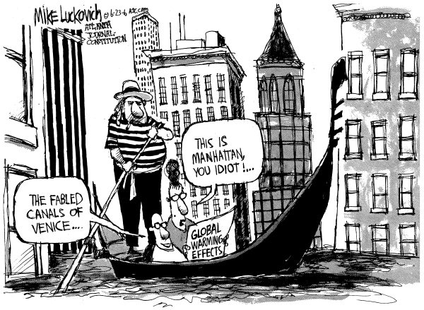 Editorial Cartoon by Mike Luckovich, Atlanta Journal-Constitution on Huge Storms Drench East Coast