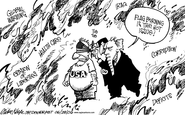Editorial Cartoon by Mike Keefe, Denver Post on Flag Amendment Fails By 1 Vote