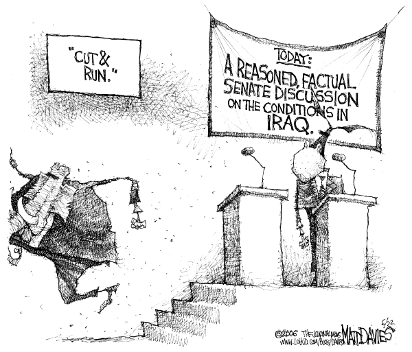 Editorial Cartoon by Matt Davies, Journal News on GOP Blasts Demos on Iraq