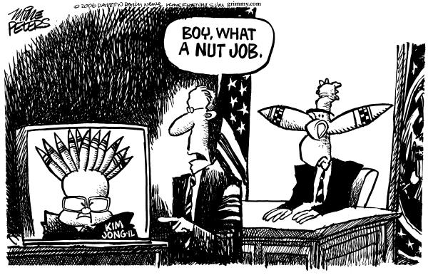 Editorial Cartoon by Mike Peters, Dayton Daily News on North Korea Test Fires Missiles
