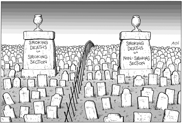 Editorial Cartoon by Tony Auth, Philadelphia Inquirer on Study Finds Second-Hand Smoke Dangerous