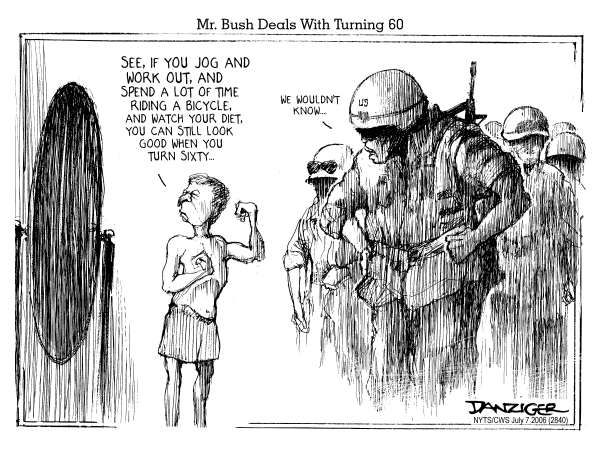 Editorial Cartoon by Jeff Danziger, CWS/CartoonArts Intl. on President Celebrates 60th Birthday