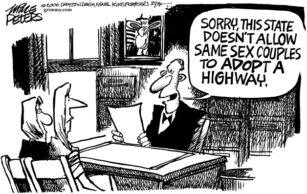 Editorial Cartoon by Mike Peters, Dayton Daily News on Same Sex Marriage Suffers Setbacks